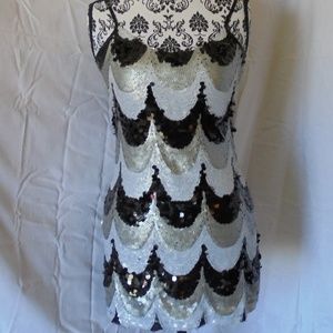 BKE Boutique Head toToe Sequined Front Panel Tank